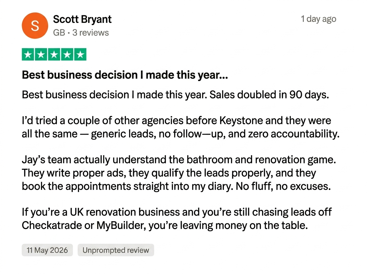 Trustpilot 5-star review from Scott Bryant: Best business decision I made this year